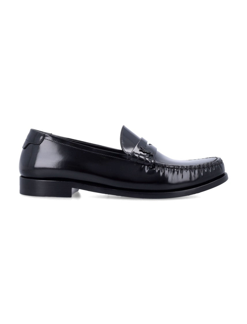 Saint Laurent Penny Loafers In Black Calf Leather