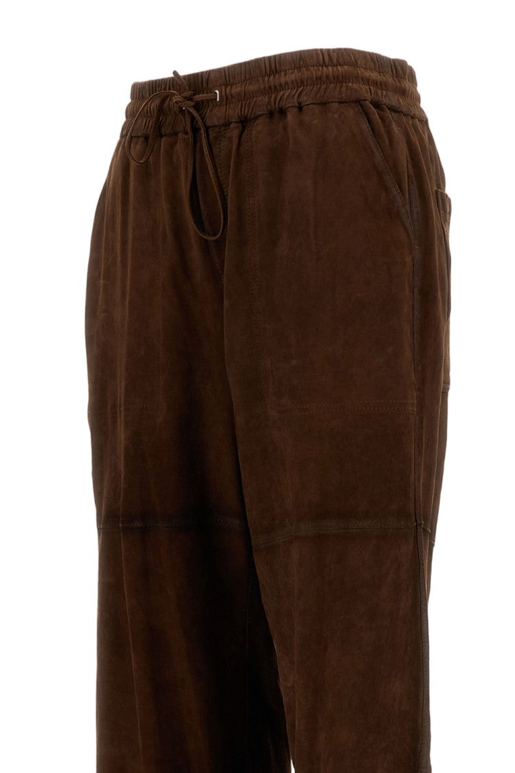 Parosh Brown Suede Trousers With Elastic Waistband