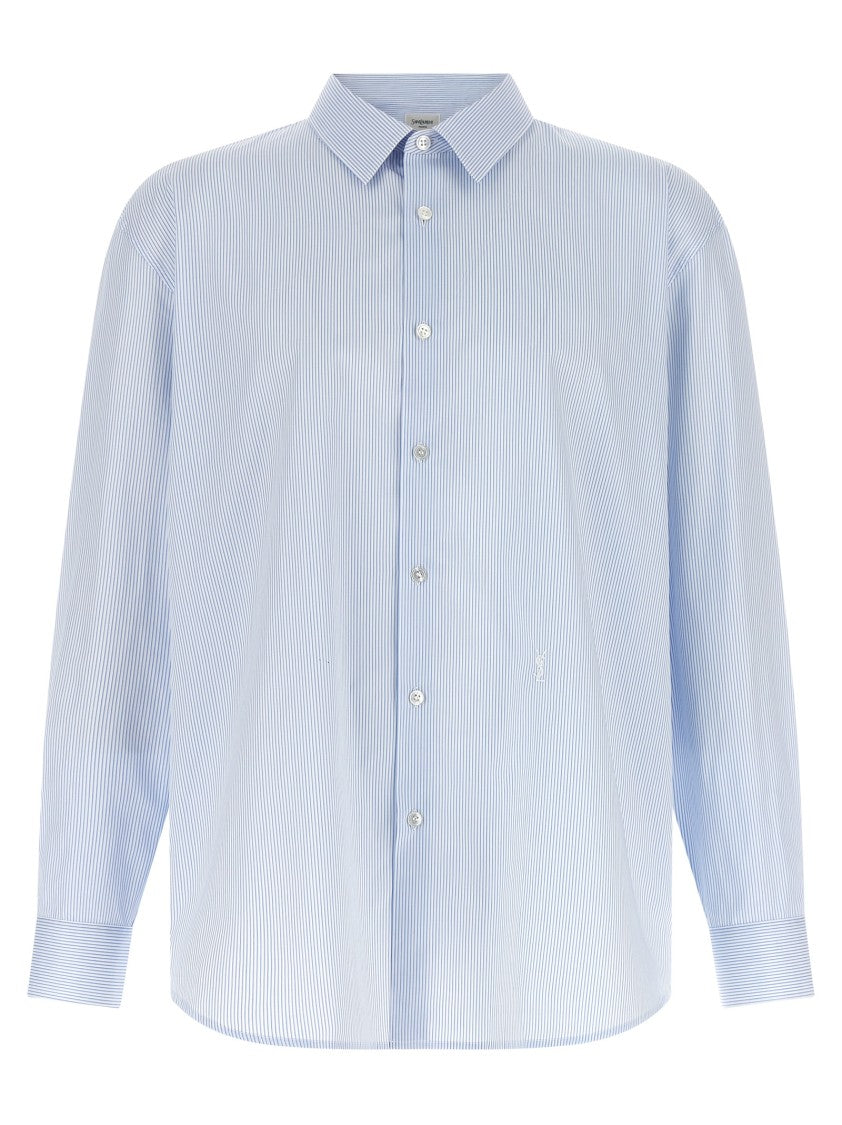 Saint Laurent 'Cassandre' Striped Cotton Poplin Shirt