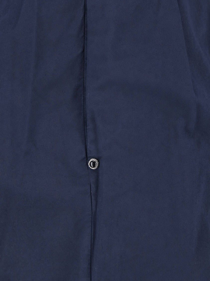 White Sand Blue Straight-Leg Cotton Pants Beige Belt