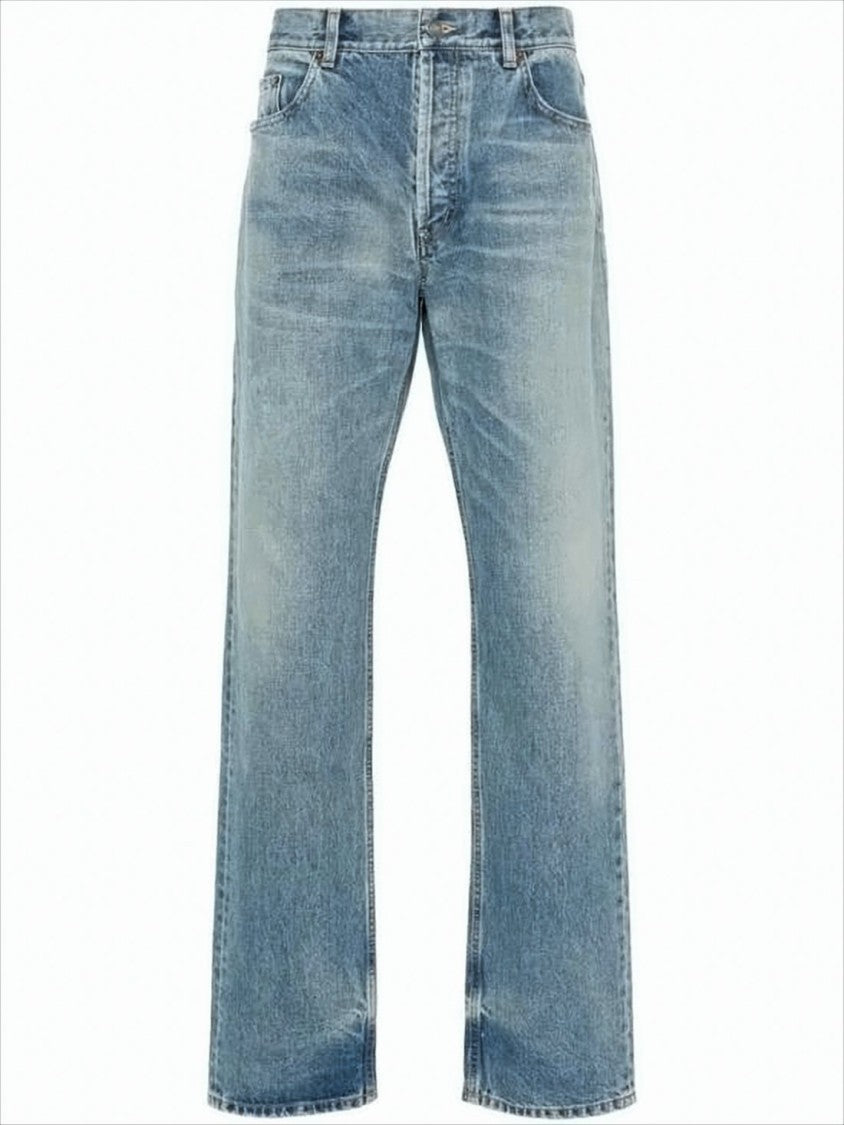 Saint Laurent Classic Straight-Leg Denim Pants With Light Blue Wash