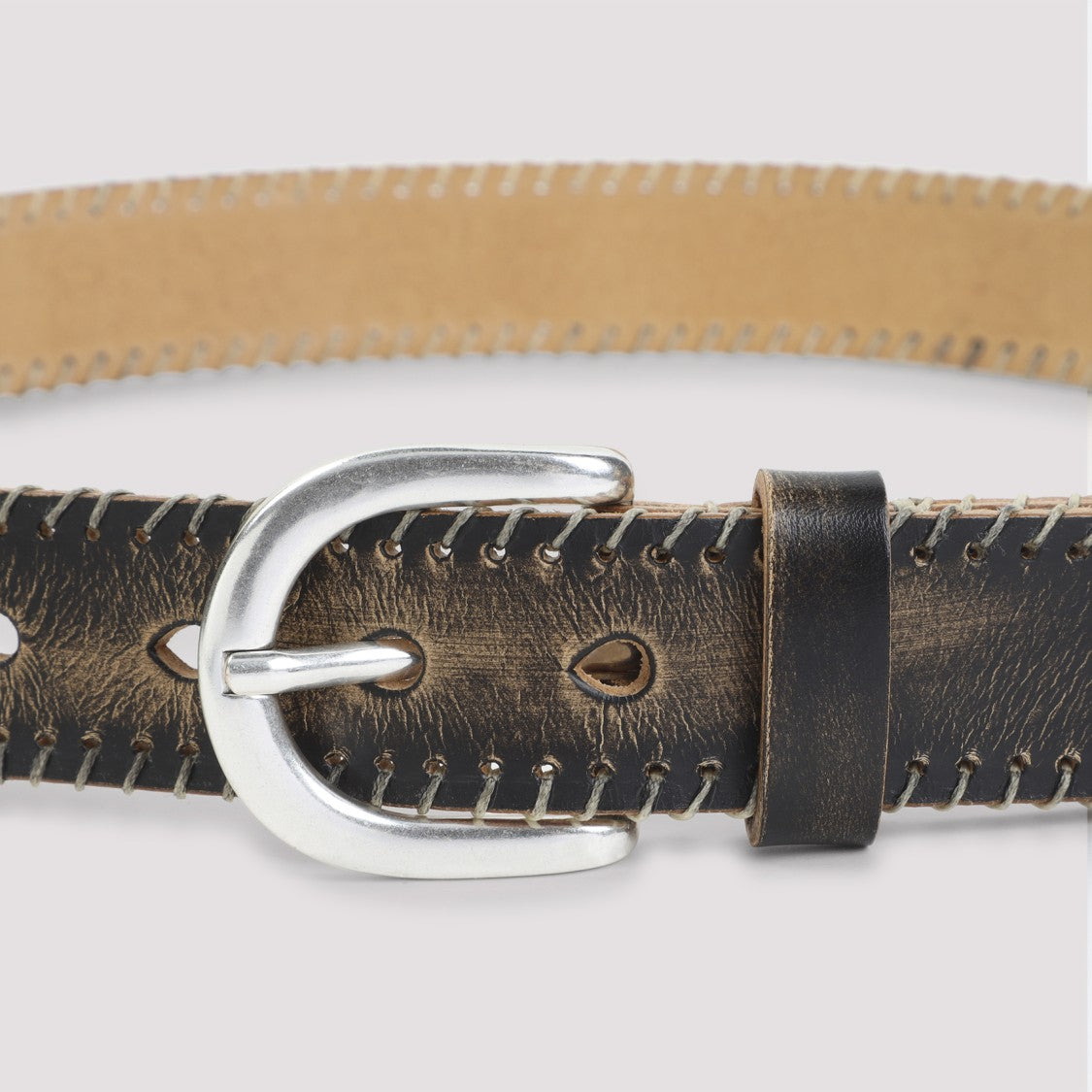 Our Legacy Distressed Brown Leather Belt With Vintage Finish