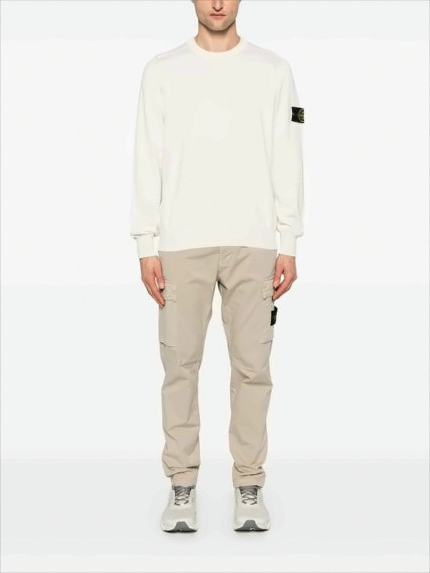 Stone Island Clean Design Cotton Sweater With Distinctive Sleeve Patch