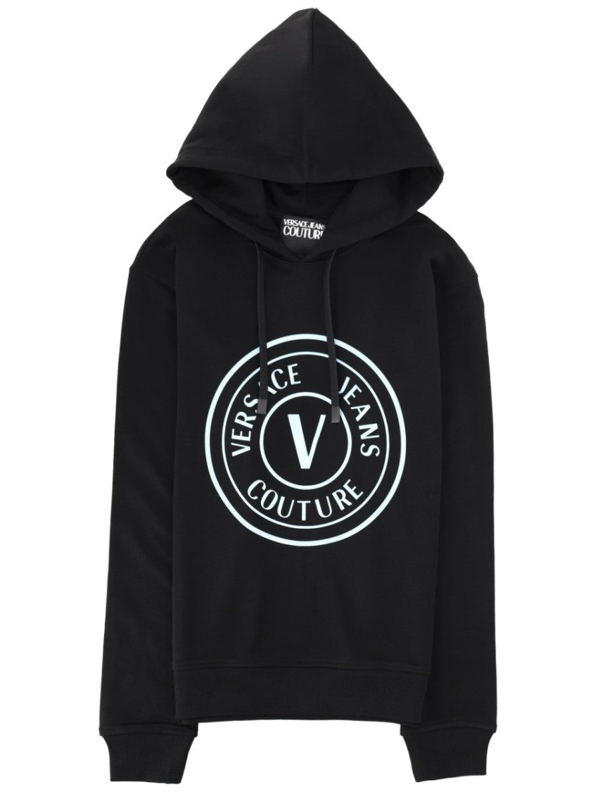 Versace Jeans Couture Black Bold Circular Logo Cotton Hoodie