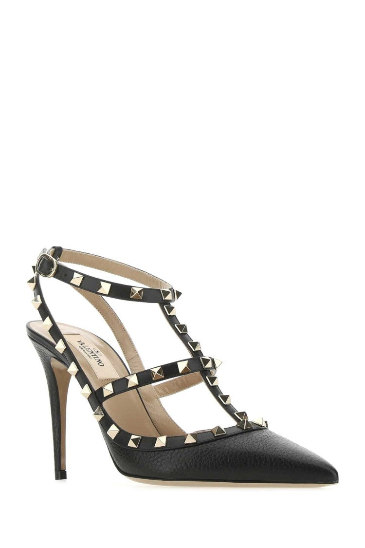 Valentino Garavani Black Leather Rockstud Pumps