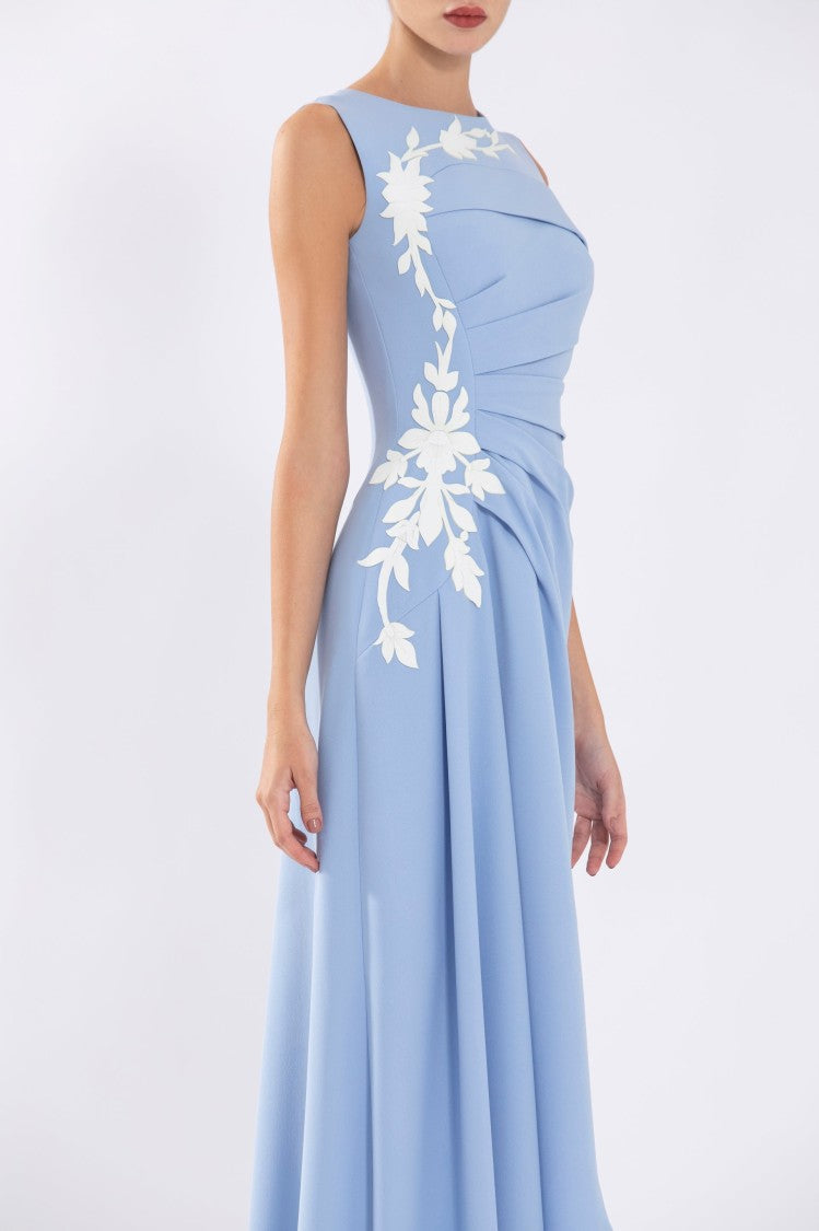 Saiid Kobeisy Crepe, High-Low Dress With Matching Embroidery