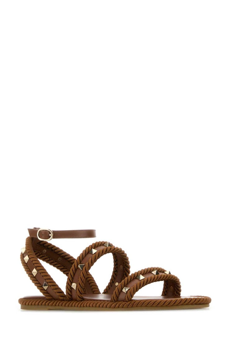 Valentino Garavani Caramel Fabric Rockstud Sandals