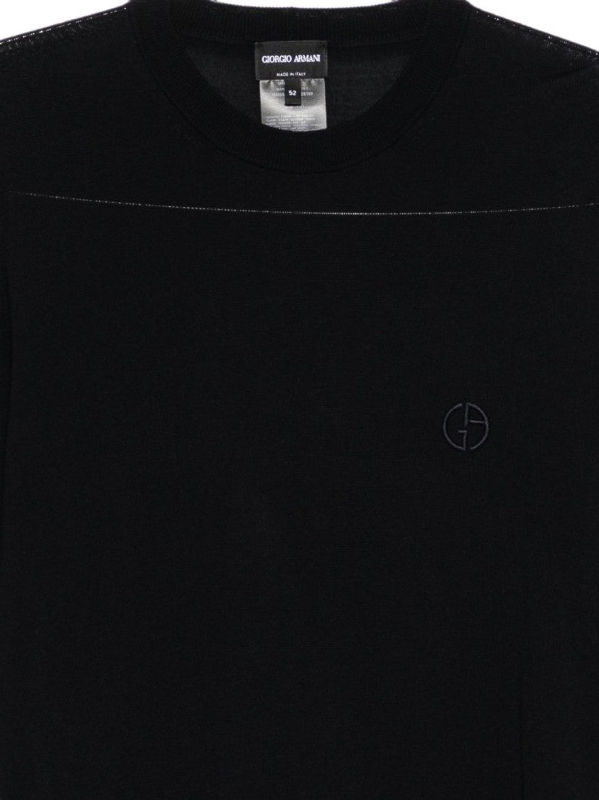 Giorgio Armani Black Crew Neck Virgin Wool Sweater