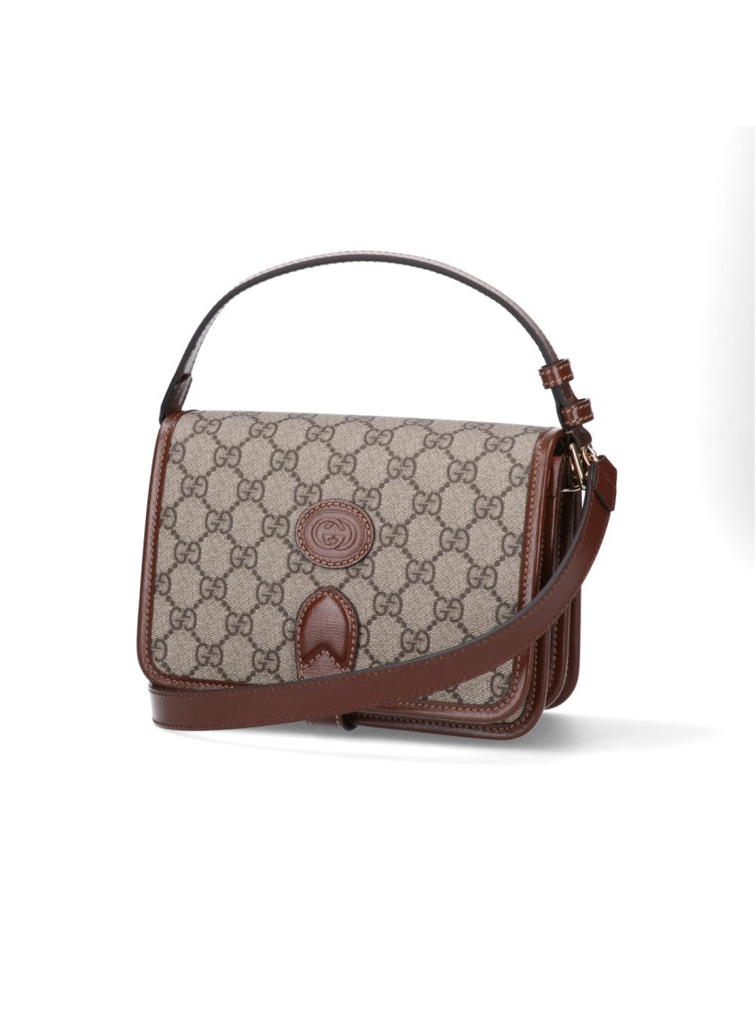 Gucci Mini Gg Supreme Fabric Shoulder Bag With Leather Accents