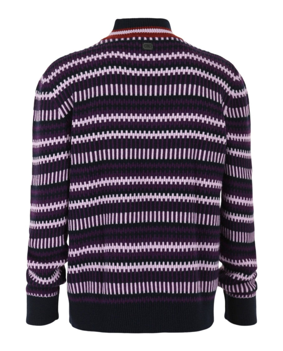 Ferragamo Striped Cashmere-Blend Sweater With Mock-Neck