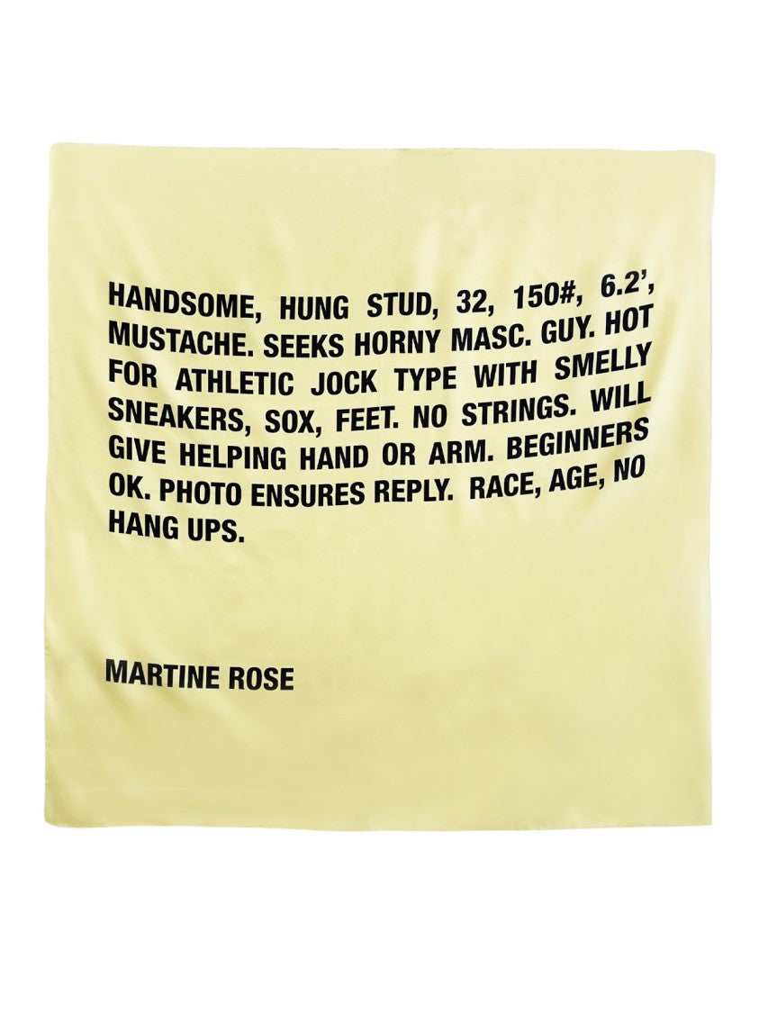 Martine Rose Yellow Square Silk Bold Logo Foulard