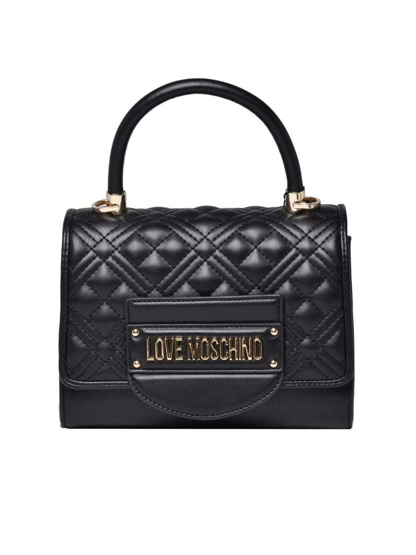 Love Moschino Black Polyurethane Quilted Shoulder Bag