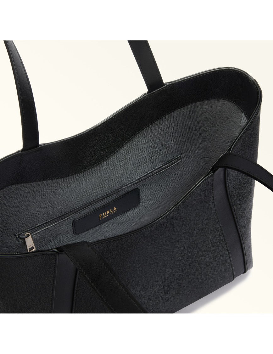 Furla Drop L Leather Tote Bag, Black