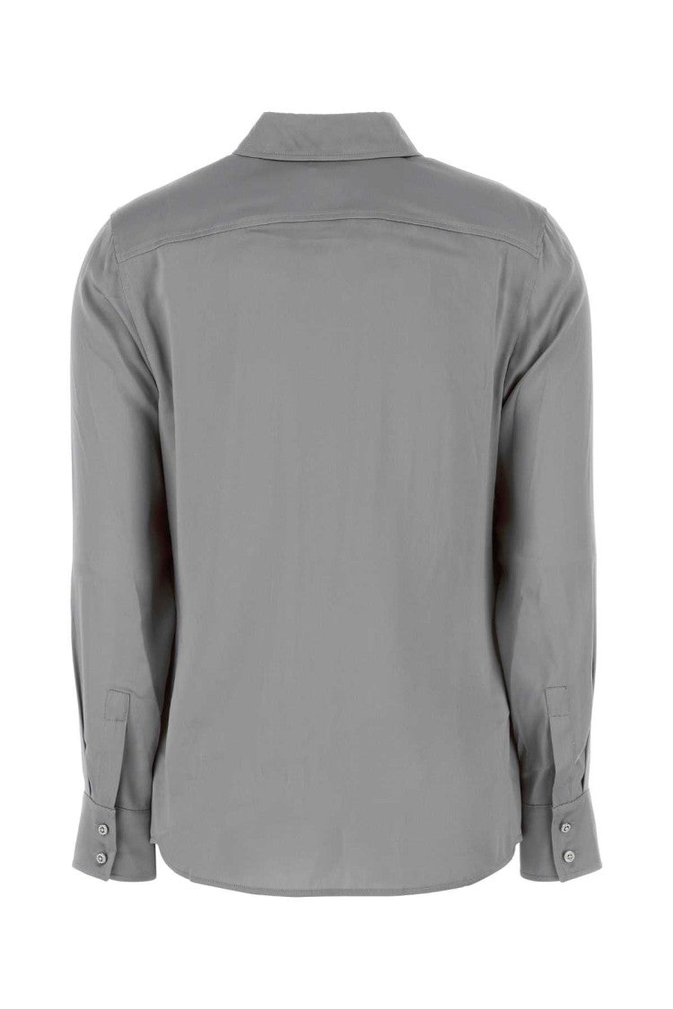 Mm Studio Powder Blue Stretch Satin Baden Shirt