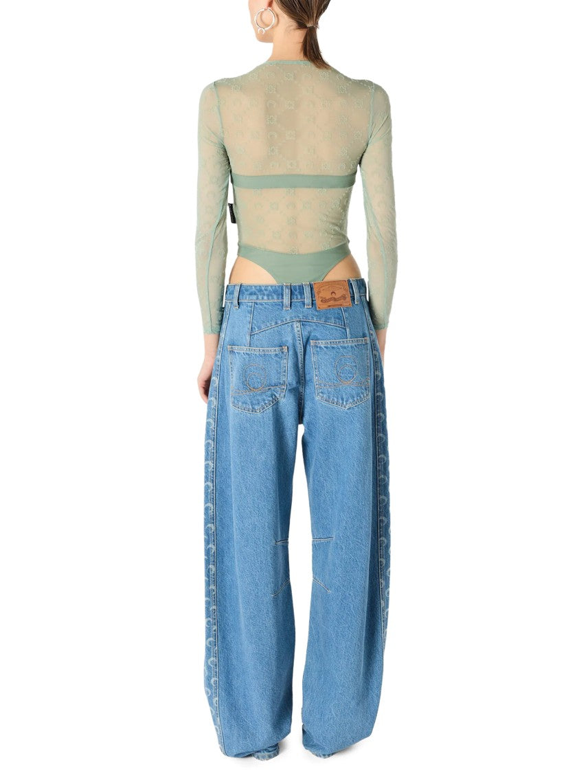Marine Serre Relaxed-Fit Light Blue Denim Baggy Jeans