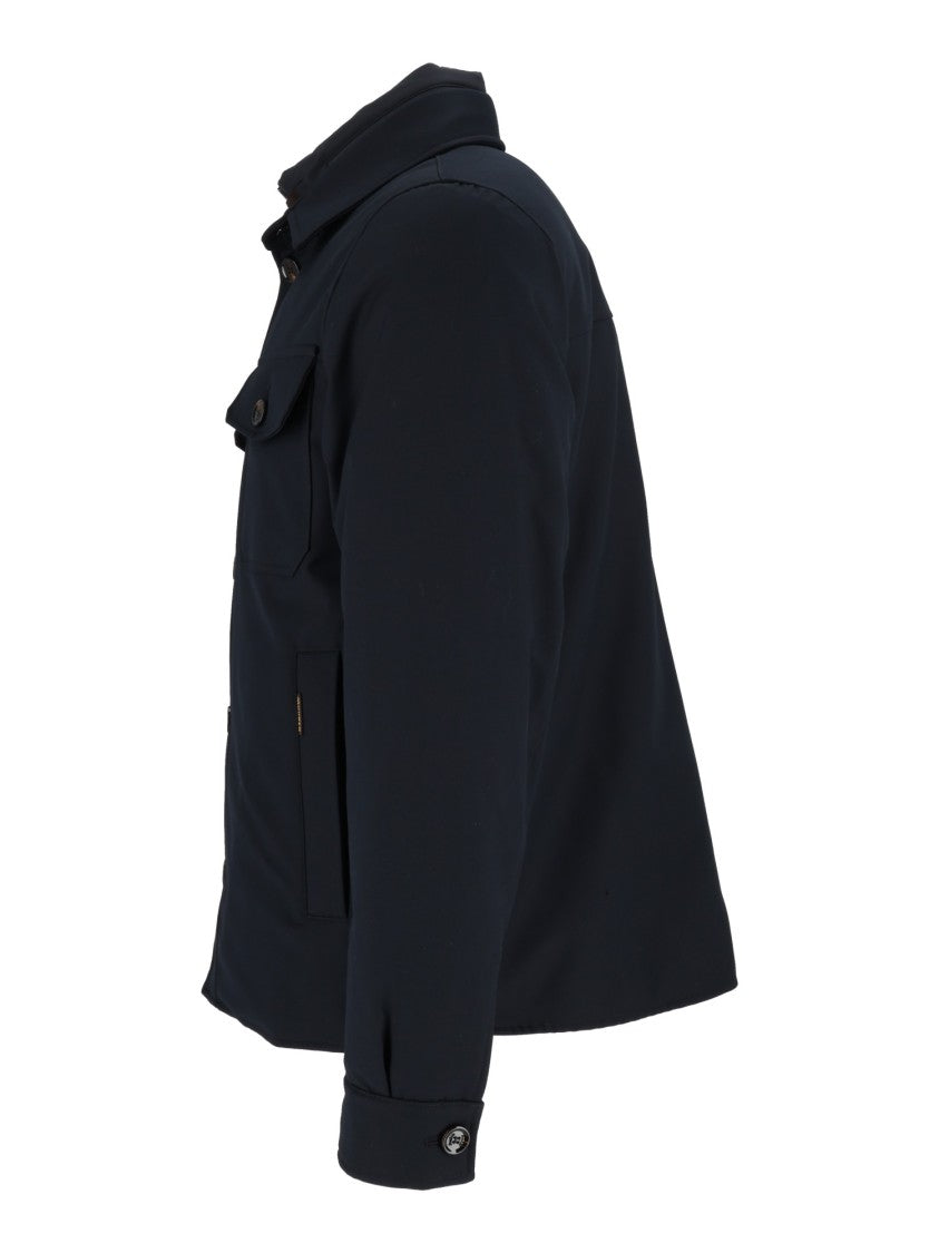 Moorer Dasson-Pum Dark Blue Flap Pocket Jacket