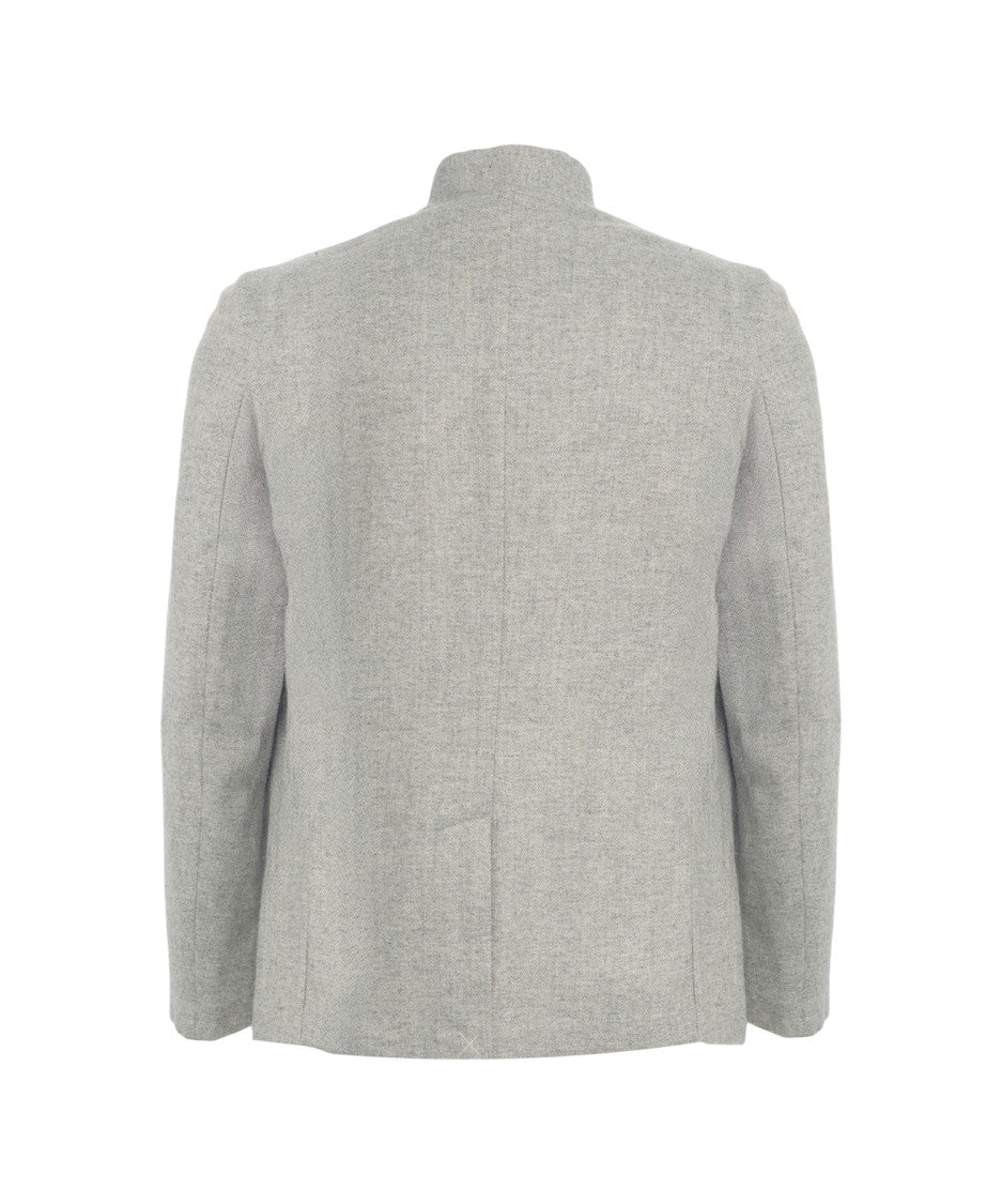 Luis Trenker Refined Korean Collar Blazer With Rounded Hem