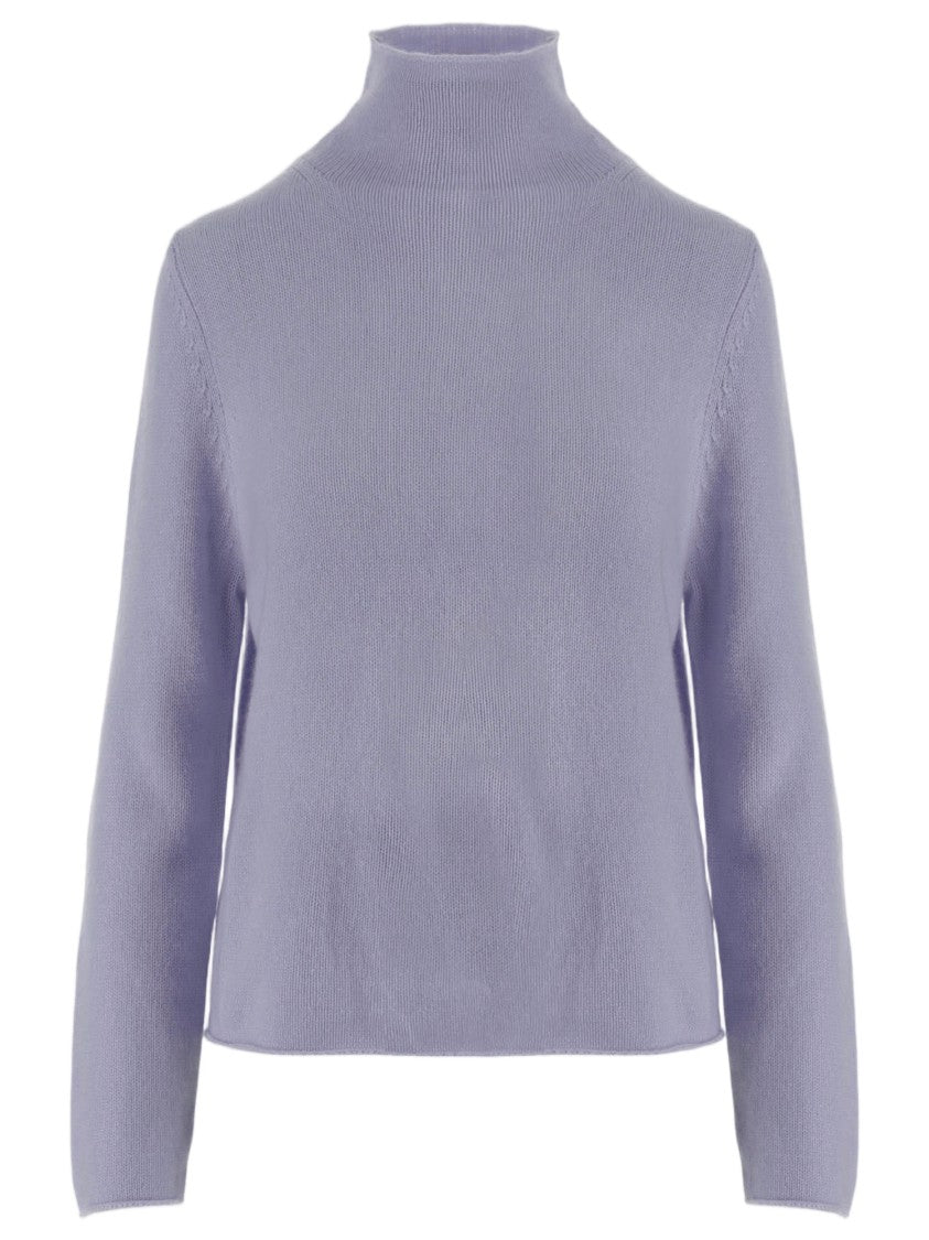 Allude Lilac Patterned Knit Turtleneck Cashmere Sweater
