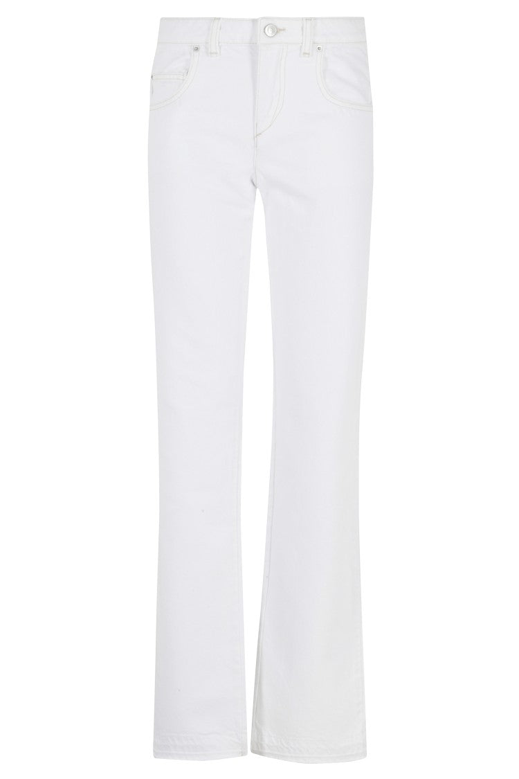 Isabel Marant White Denala Gz Belt-Loops Flared Cotton Jeans