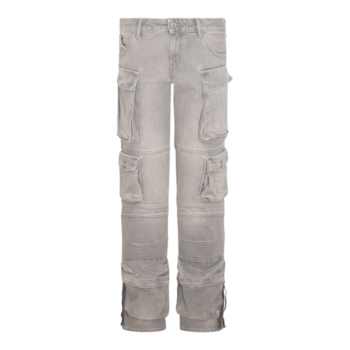 The Attico Straight-Leg Cargo Jeans With Faded Wash And Prominent Pockets