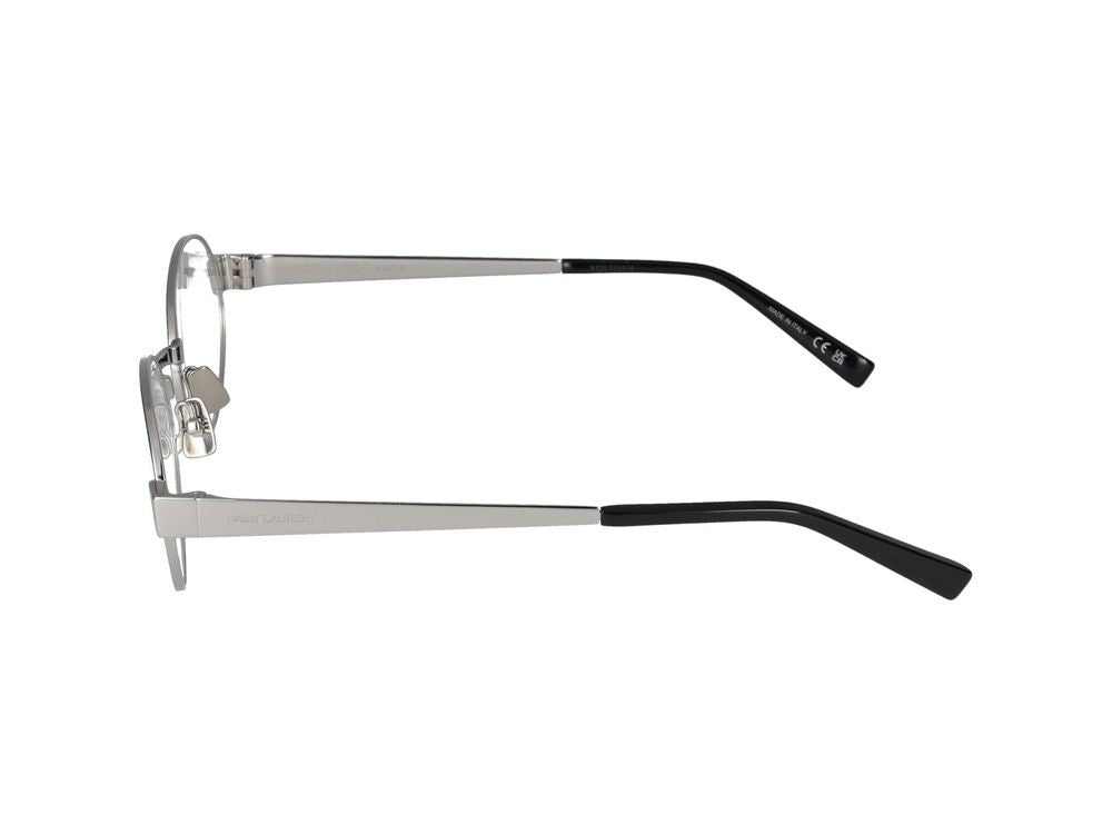 Saint Laurent Silver Round Metal Eyeglasses