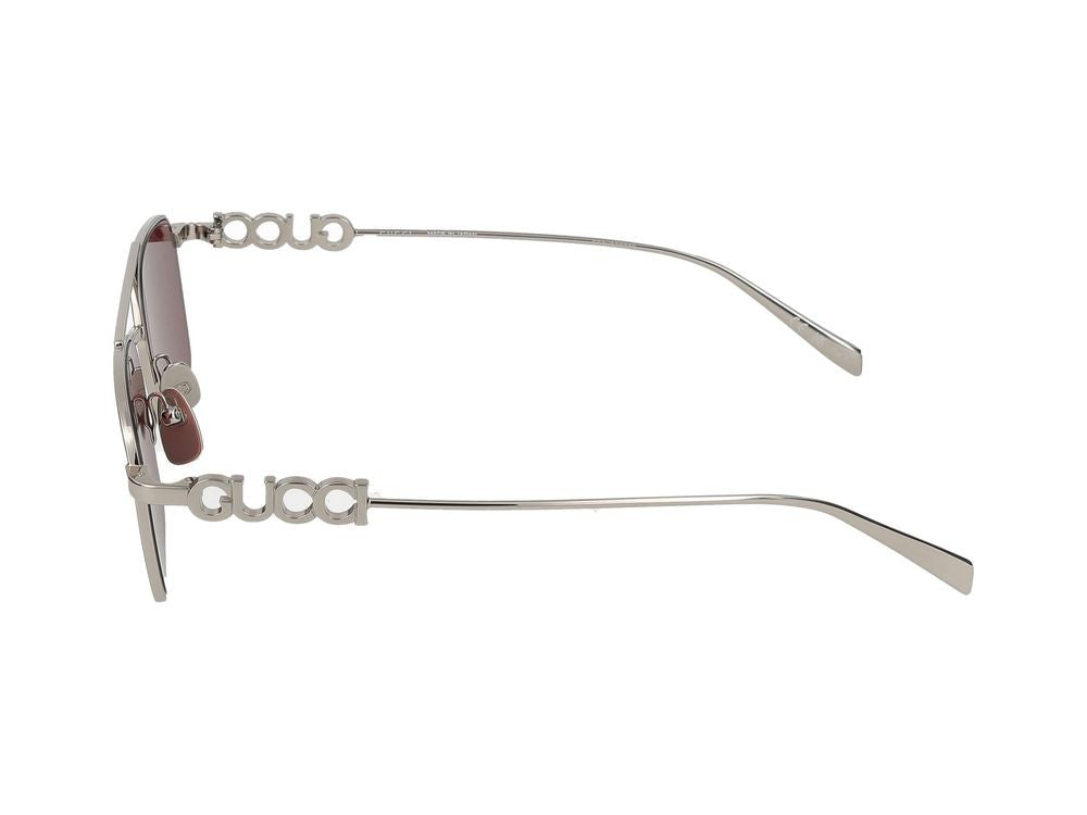Gucci Silver Square-Shaped Metal Sunglasses