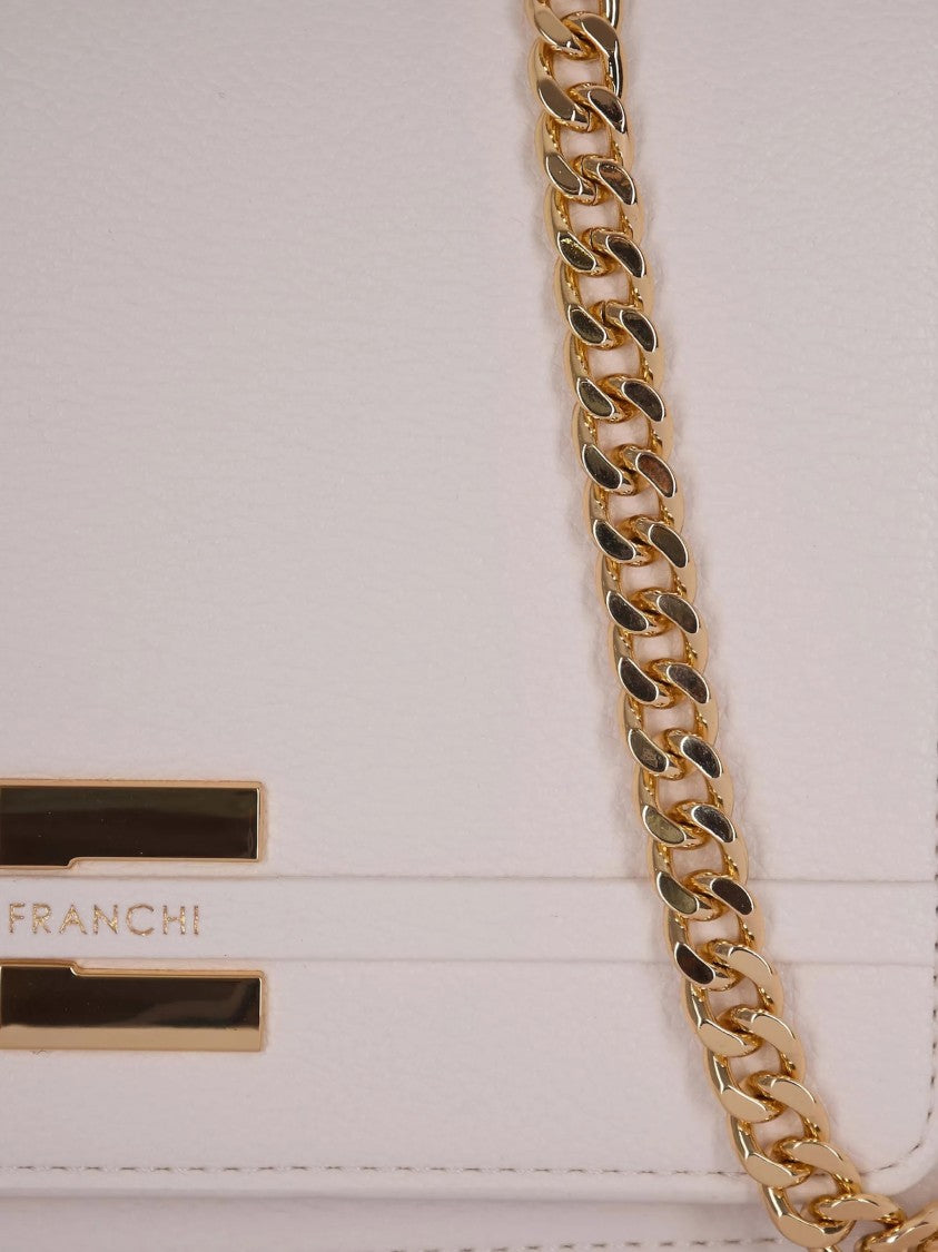 Elisabetta Franchi Rectangular Pink Smooth Geometric Clasp Clutch