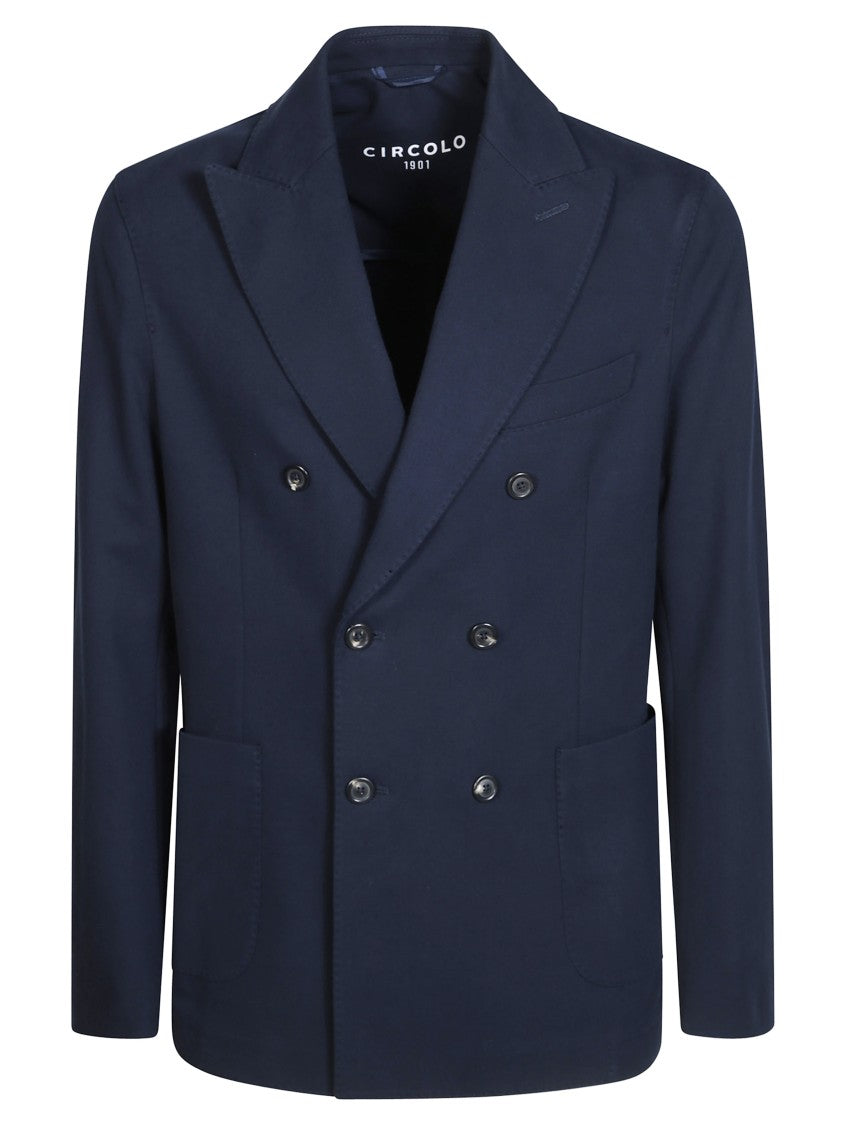 Circolo Cotton-Blend Double-Breasted Blazer