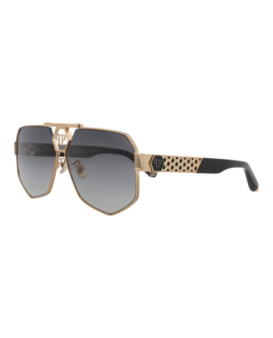 Philipp Plein Geometric Aviator-Frame Sunglasses With Gold-Tone Accents
