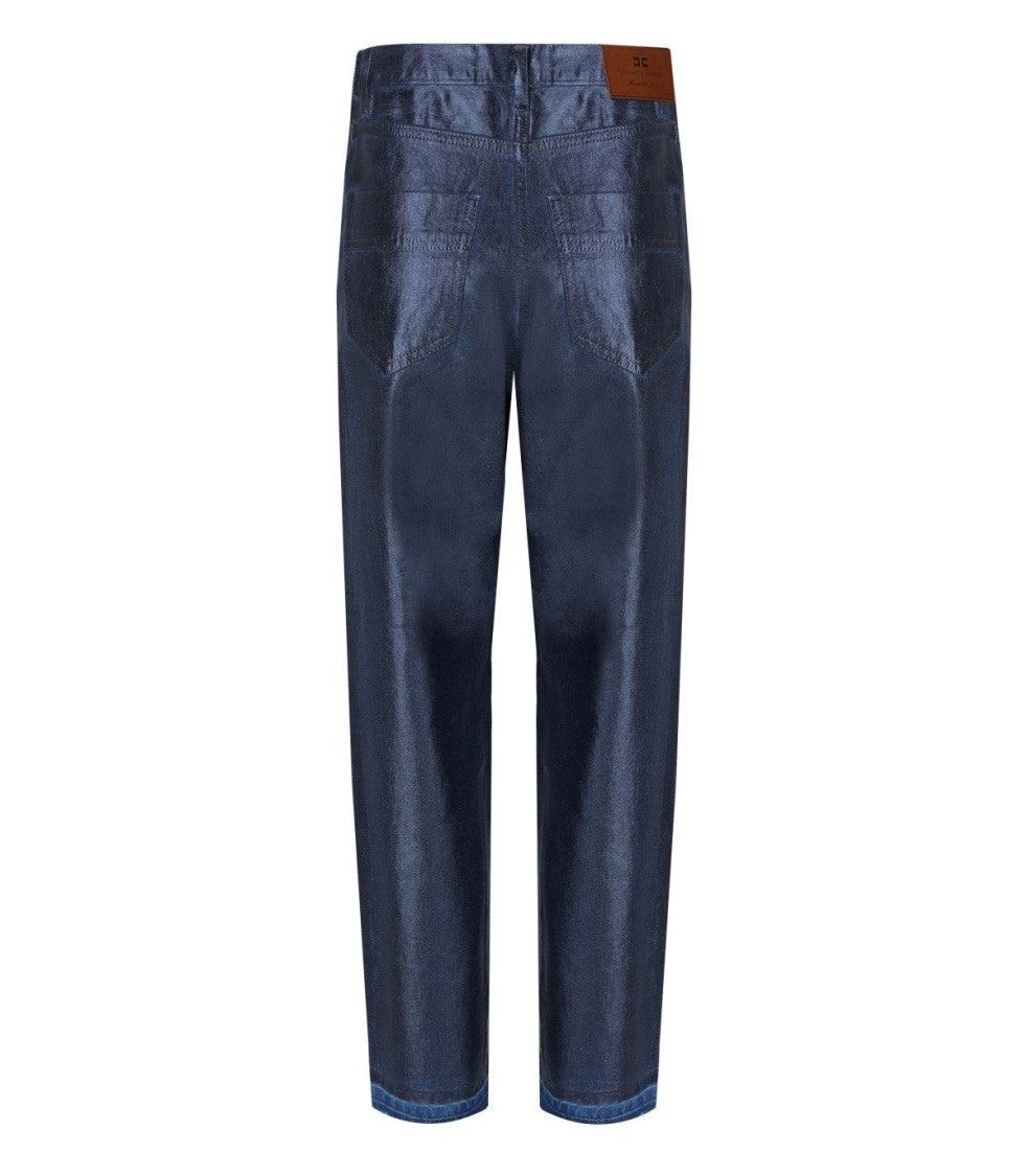 Elisabetta Franchi Oltremare Laminated Baggy Jeans