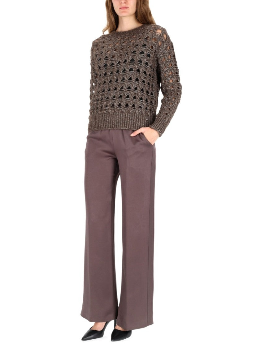 Herno Chunky Knit Sweater With Openwork Design And Metallic Sheen