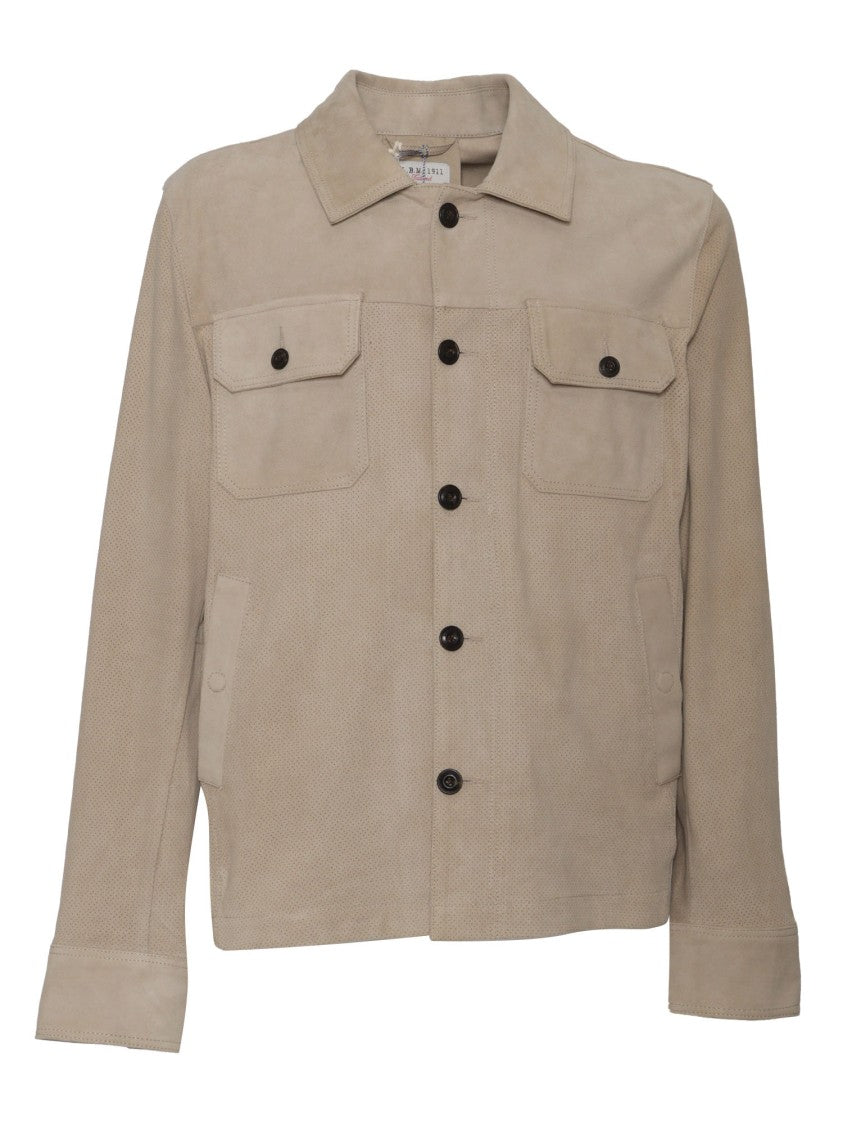 Brando-Lubiam Textured Button-Up Jacket With Tailored Fit