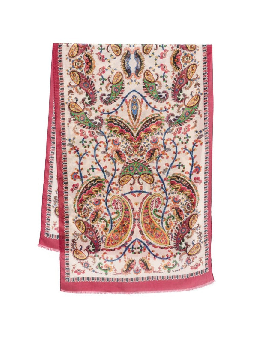 Etro Intricate Multicolour Paisley And Floral Scarf