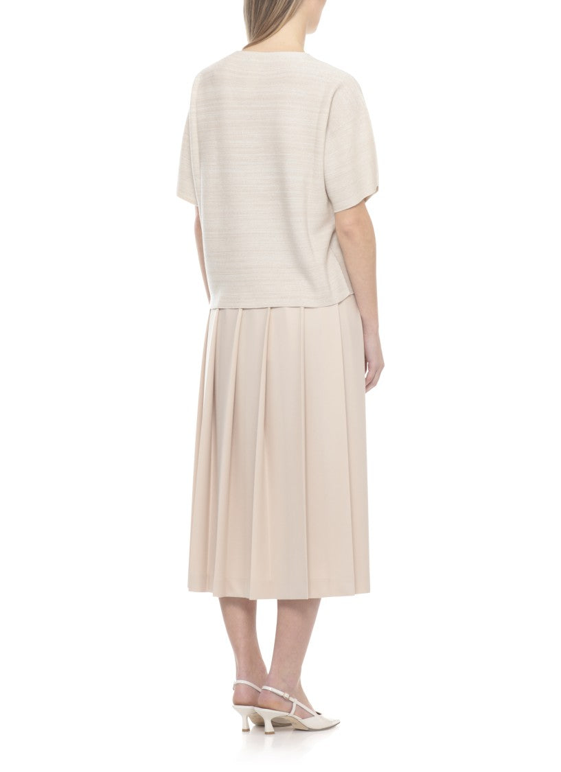 Fabiana Filippi Beige Lurex Short Sleeve Top