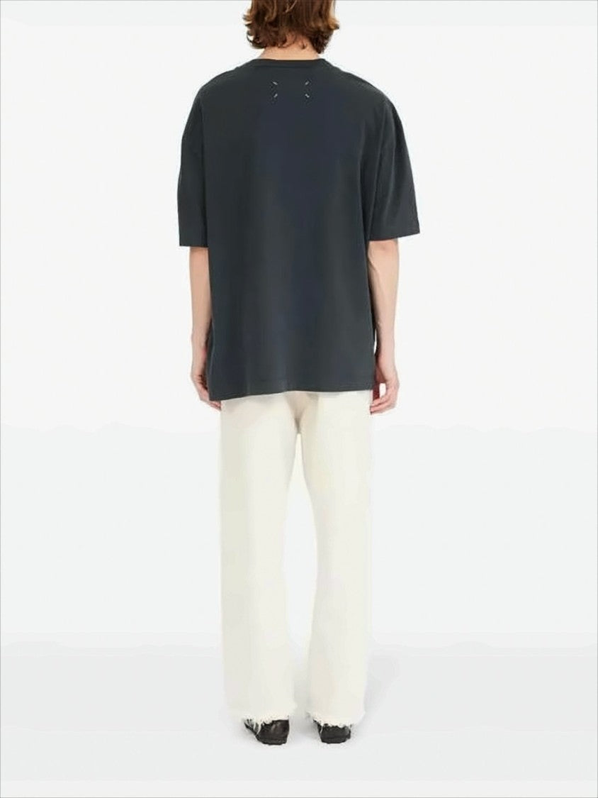 Maison Margiela Minimalist Black Short-Sleeved T-Shirt With Tonal Embossed Design