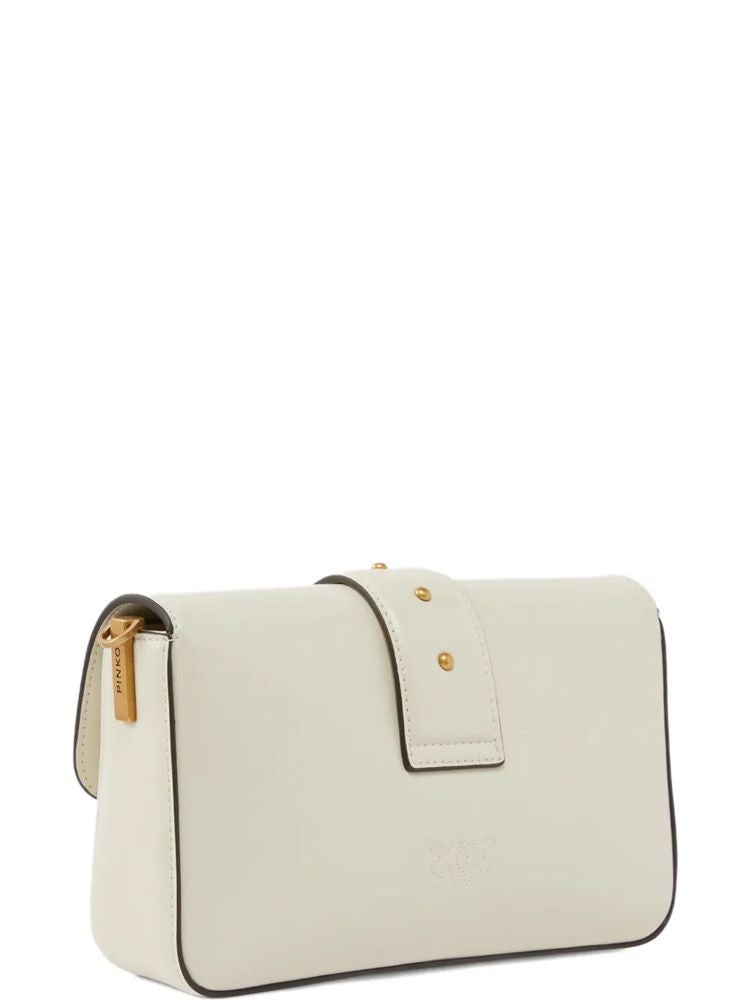 Pinko Mini Slouchy Shoulder Bag With Gold Emblem And Crystal Accents