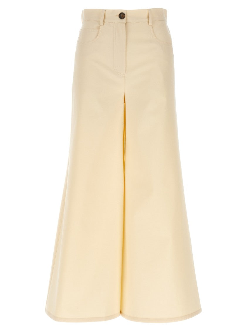 Rochas High-Waisted Wide Leg Jeans With Dramatic Silhouette