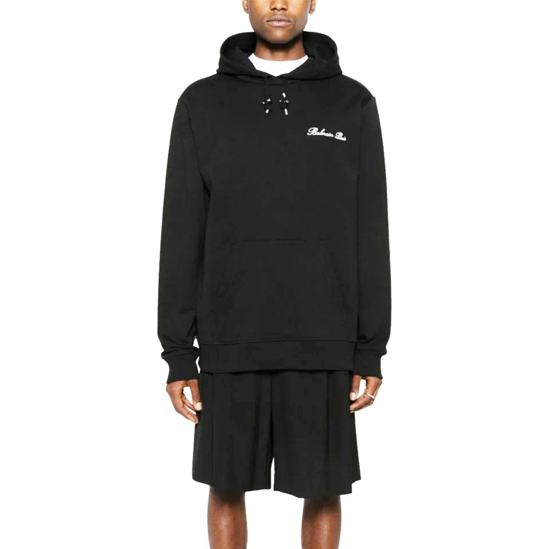 Balmain Black Cotton Logo Sweatshirt
