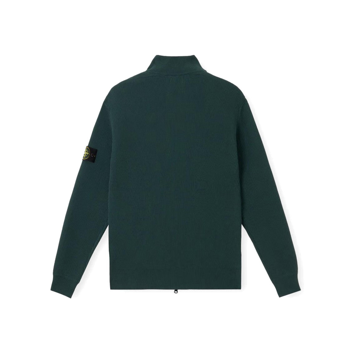Stone Island Ribbed Green Sweater With High Collar