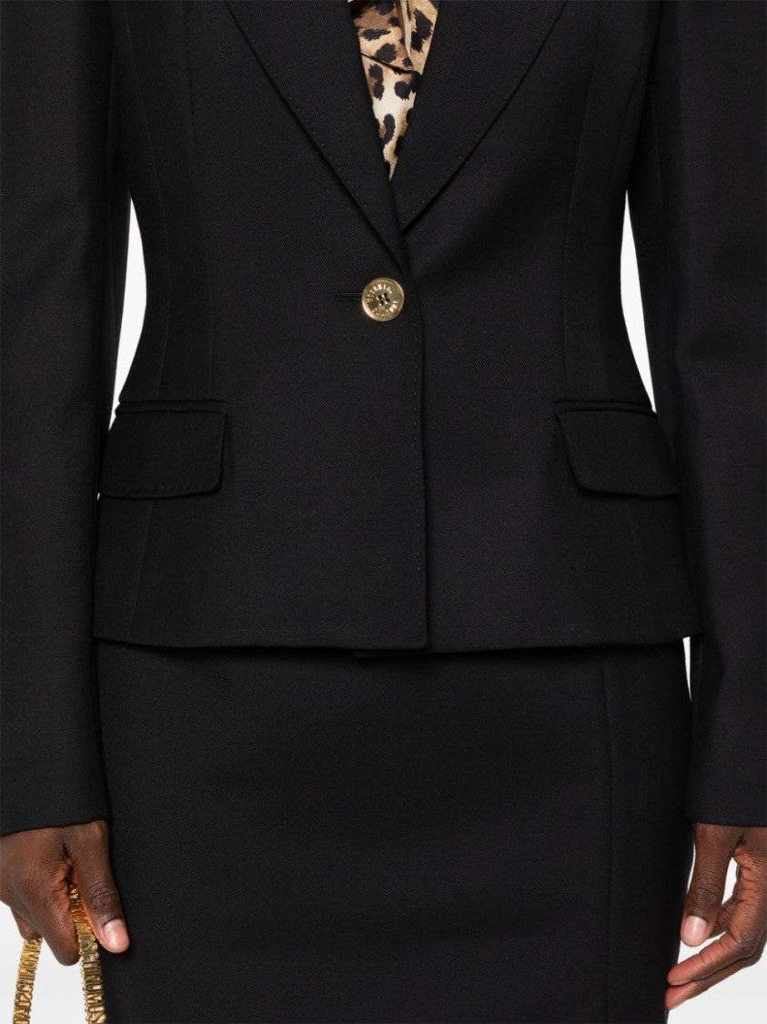 Moschino Structured Black Virgin Wool Gabardine Blazer