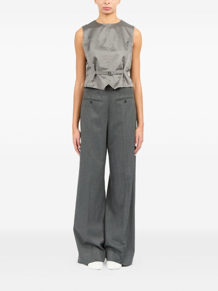 Mm6 By Maison Margiela Cropped Grey Jacket With Adjustable Waist