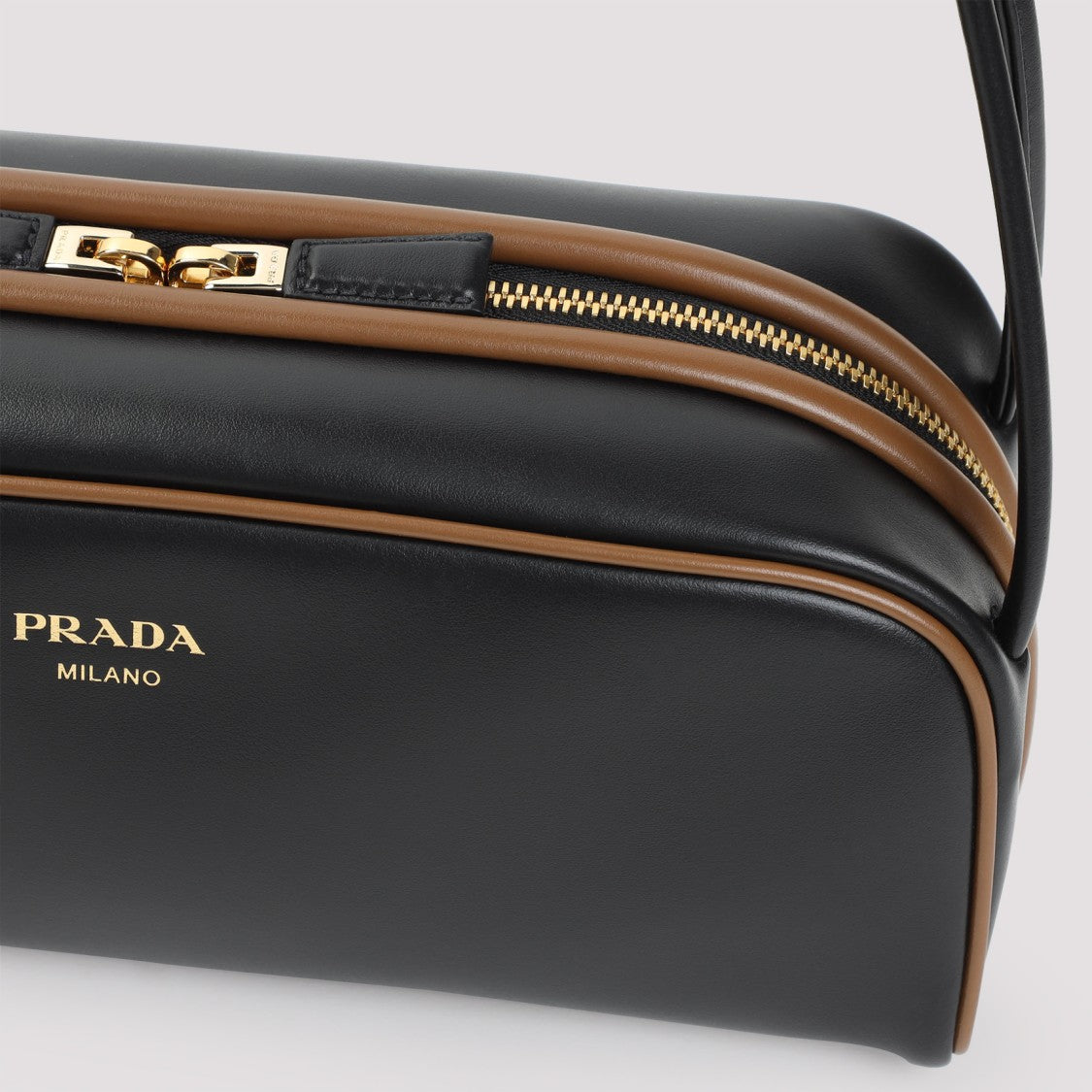Prada Structured Black Leather Shoulder Bag