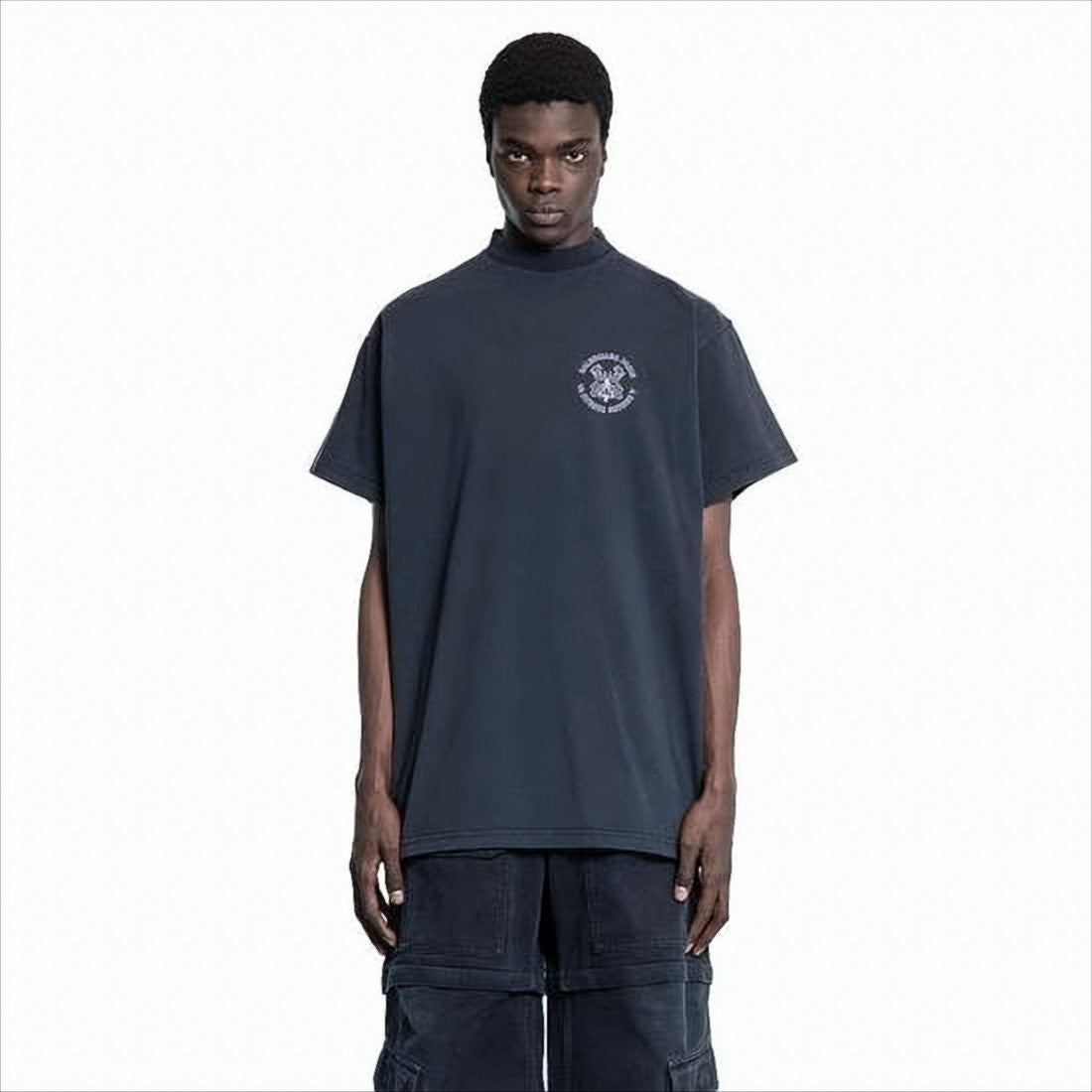 Balenciaga Loose-Fitting Black T-Shirt With High Neckline