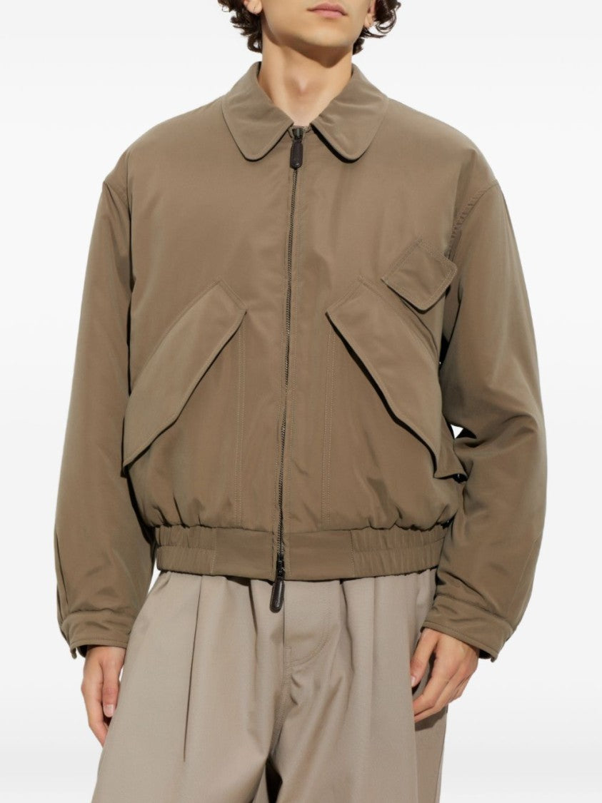 Giorgio Armani Boxy Cropped Zip-Up Oversized Pocket Jacket