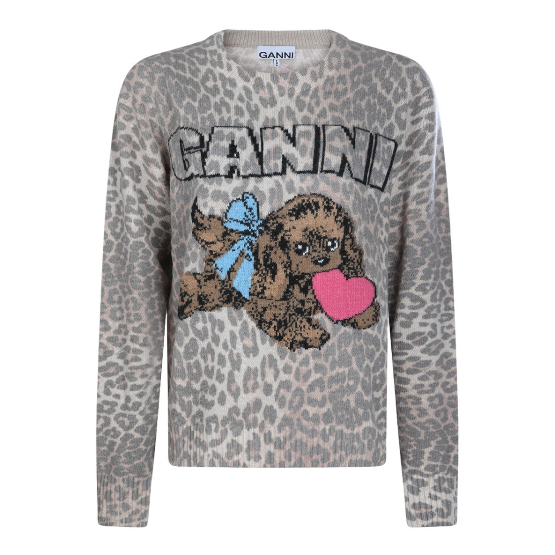 Ganni Leopard Print Knit Sweater