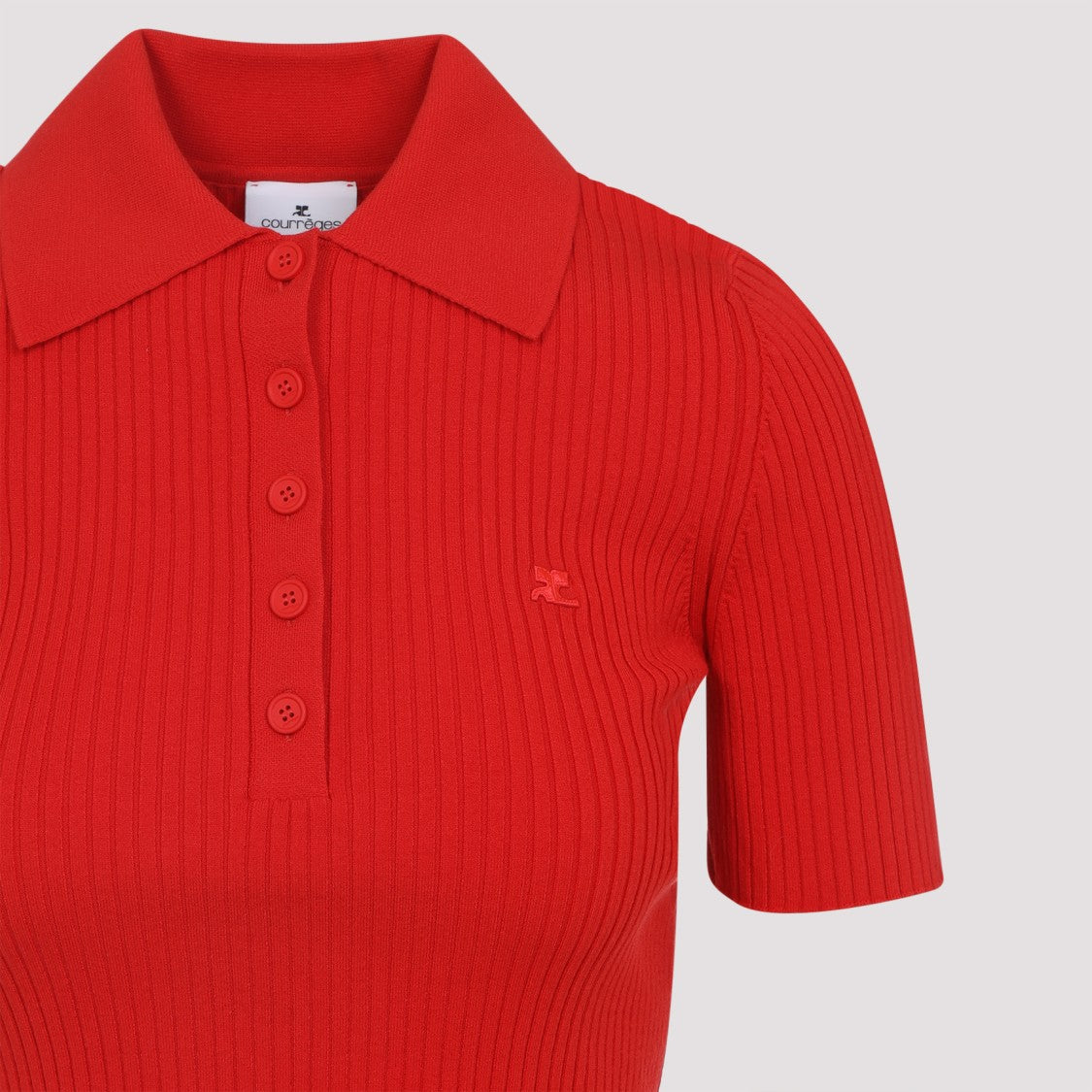 Courrèges Signature Red Viscose Polo