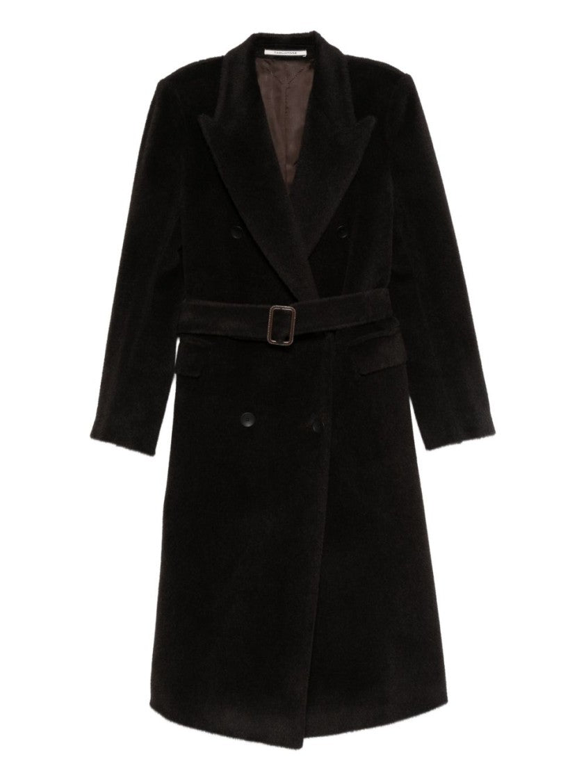 Tagliatore Double-Breasted Brown Alpaca-Wool Coat