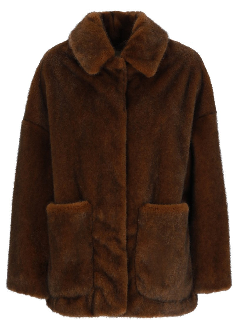 Herno Brown Faux Fur Jacket