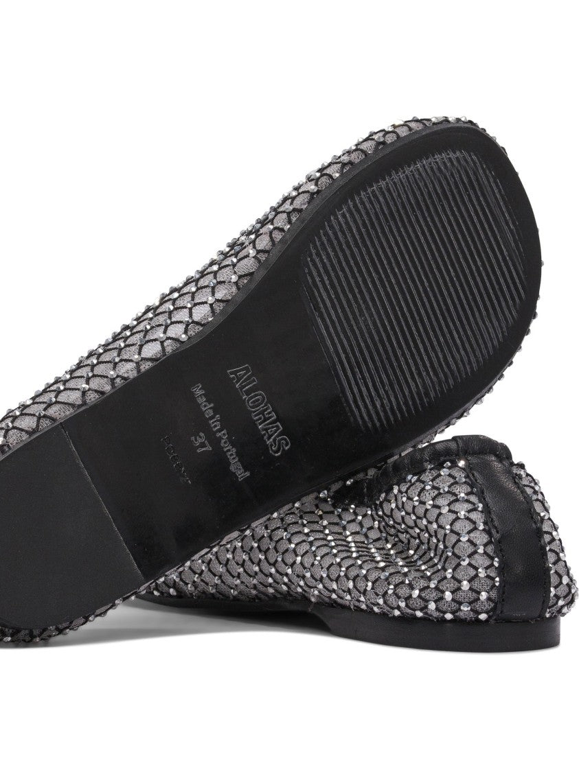 Alohas Pointed Toe Black Ballerinas