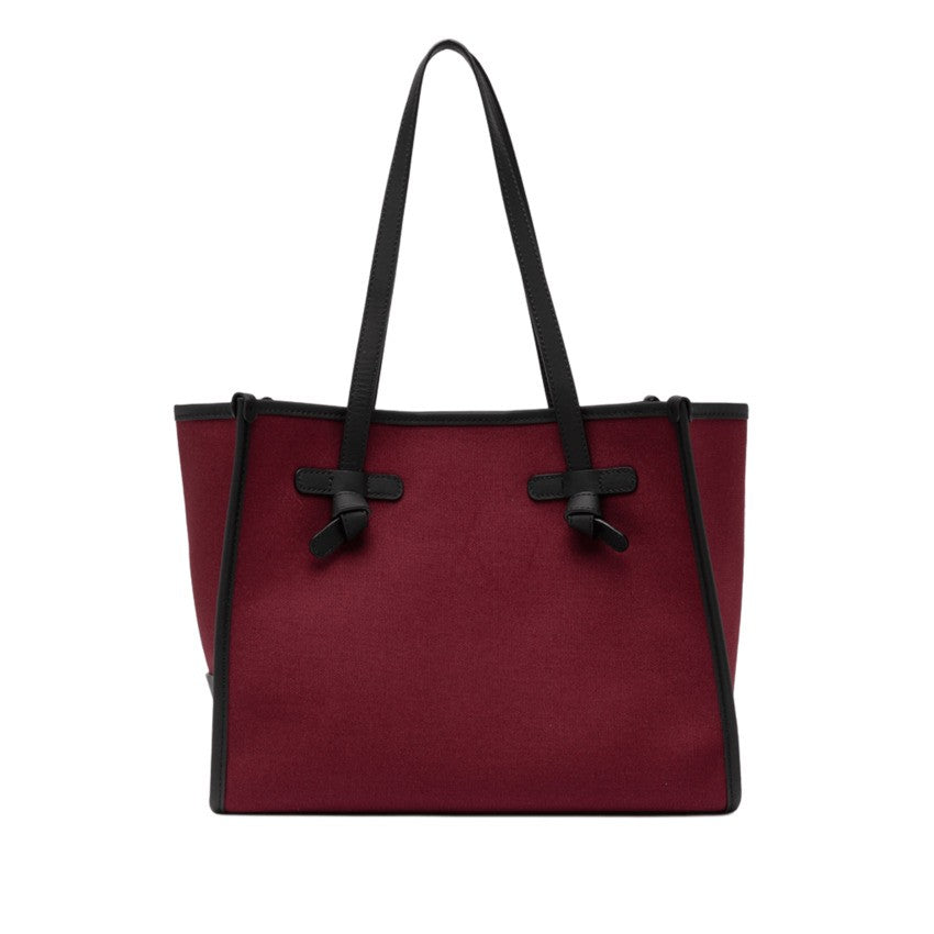 Marcella Structured Canvas Tote Bag With Leather Accents